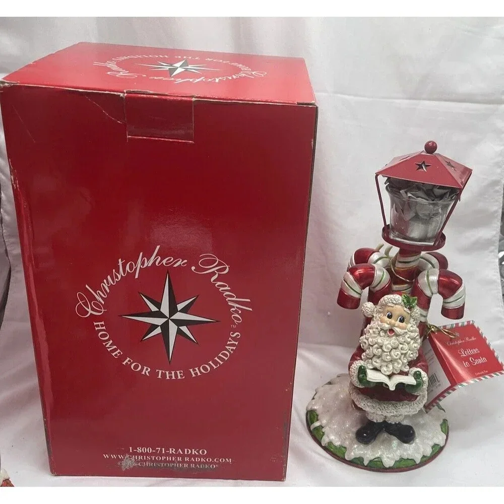 Radko Letters to Santa Candy Cane Votive Ceramic Box